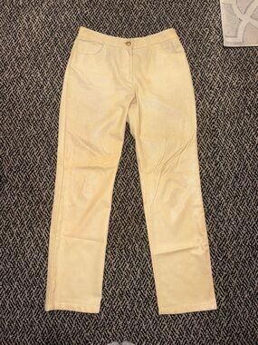 Vintage Cream faux leather Straight-Leg Pants